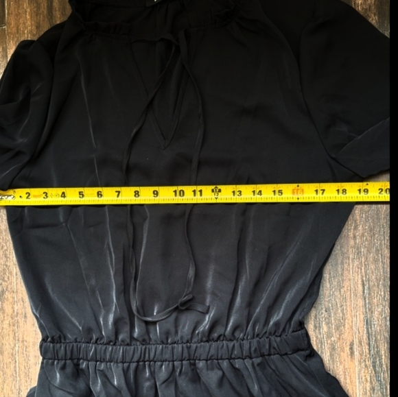 BTFBM Women's V Neck Tie Neck Long Sleeve High Waist Dress Black Size Medium - Picture 6 of 7